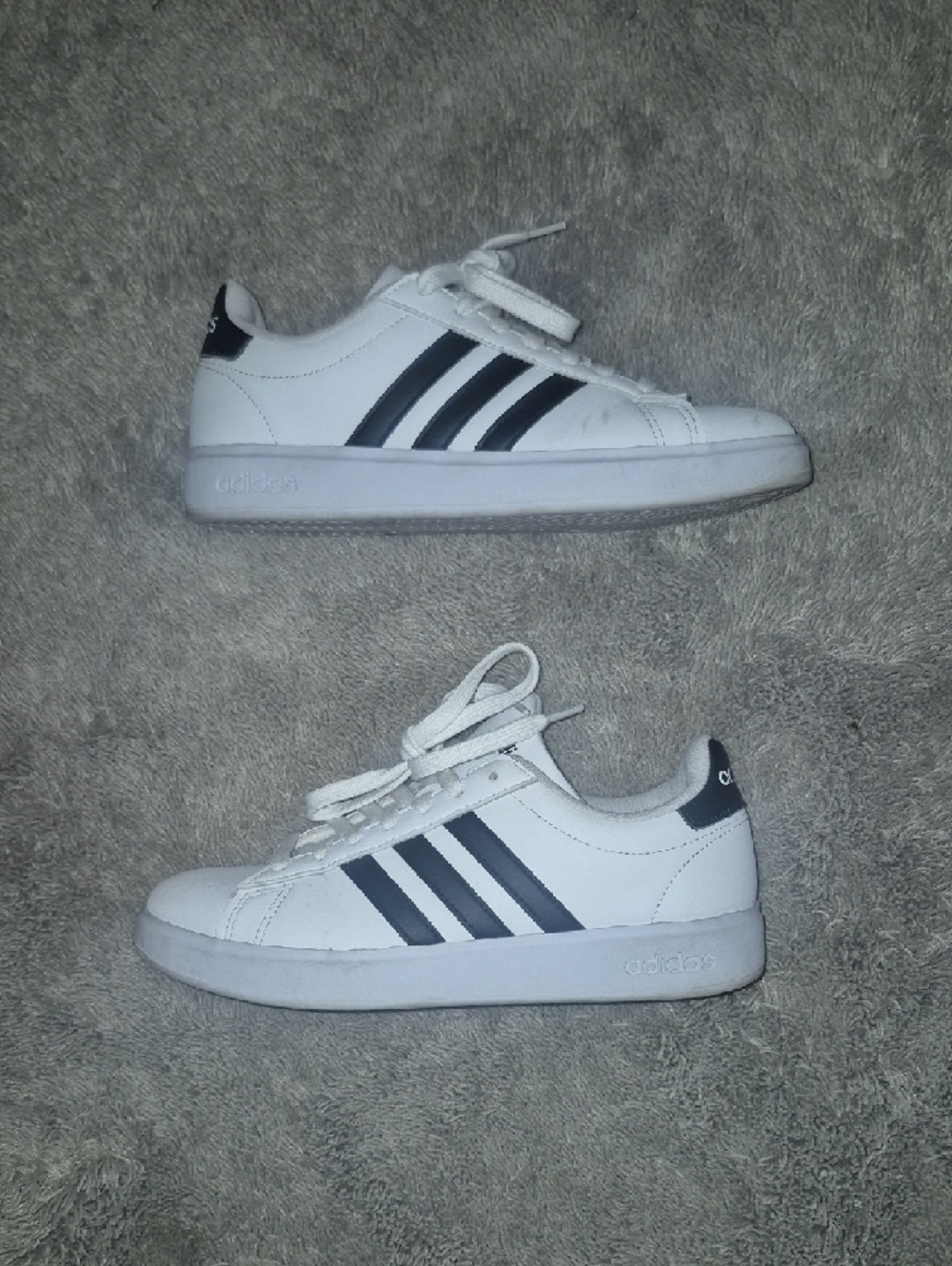 adidas White Sneakers with Gray Stripes